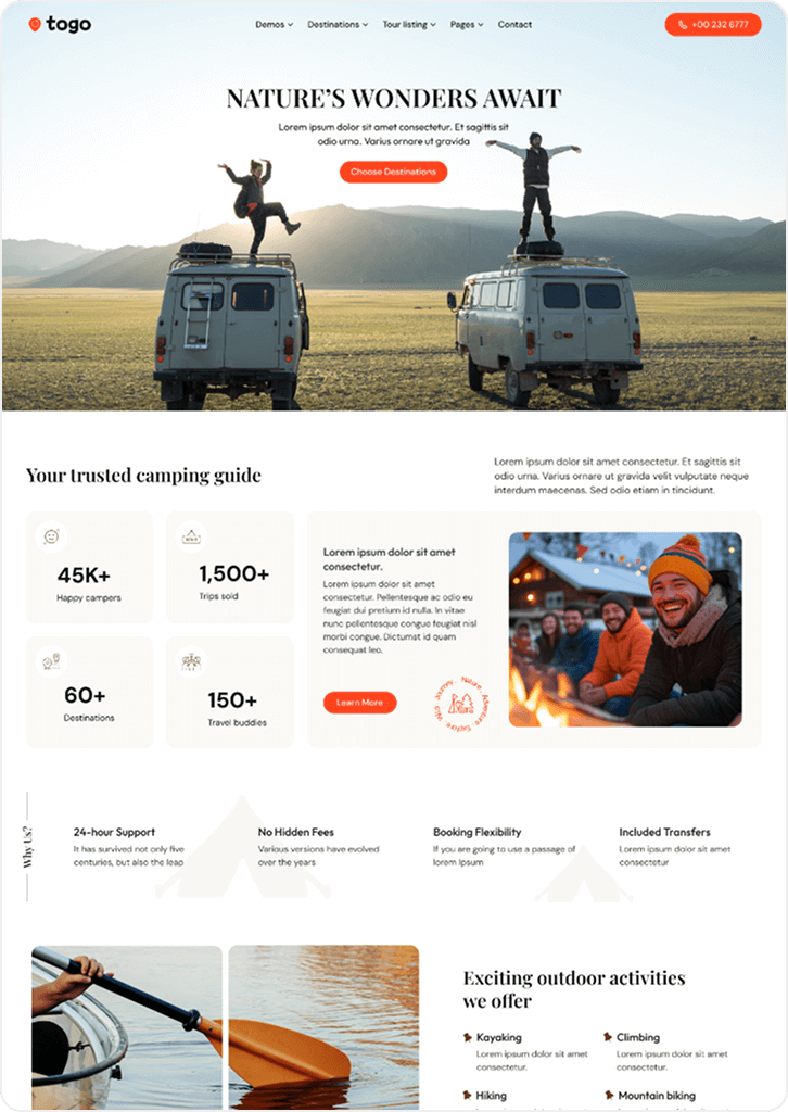 togo tour & travel booking template