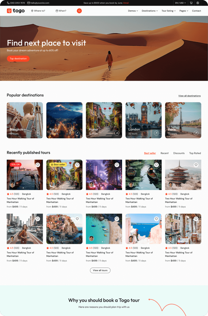 togo tour & travel booking template