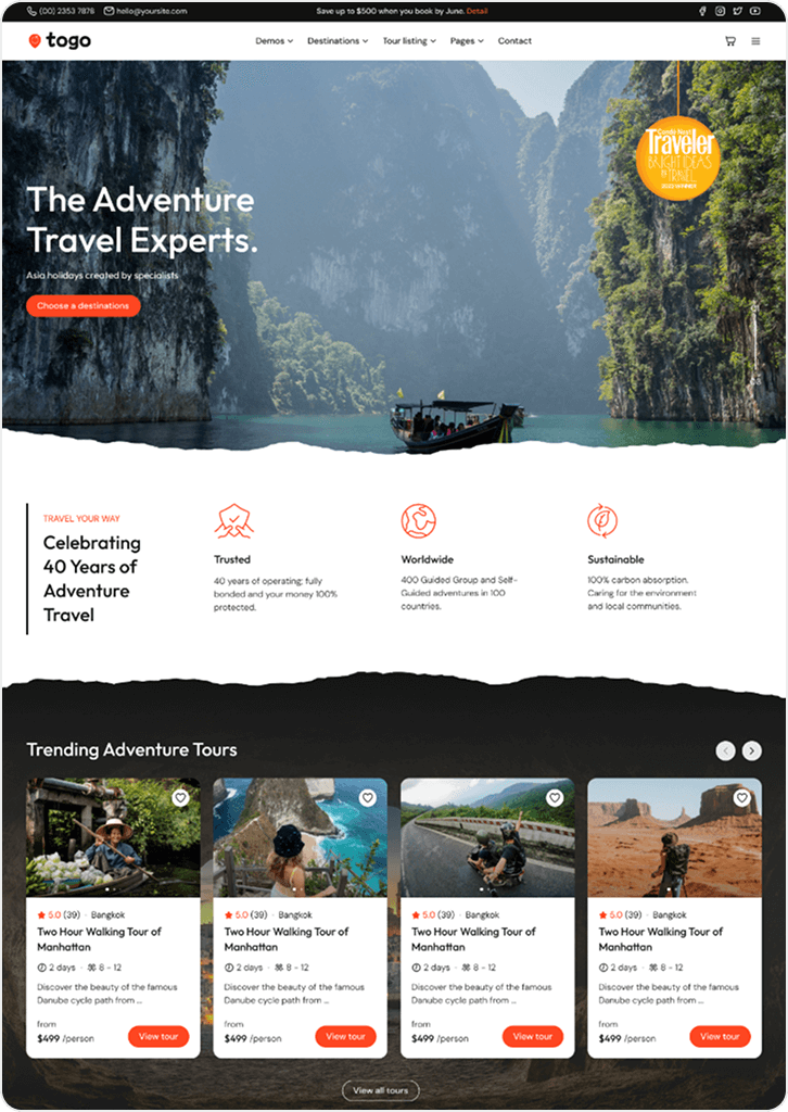 togo tour & travel booking template