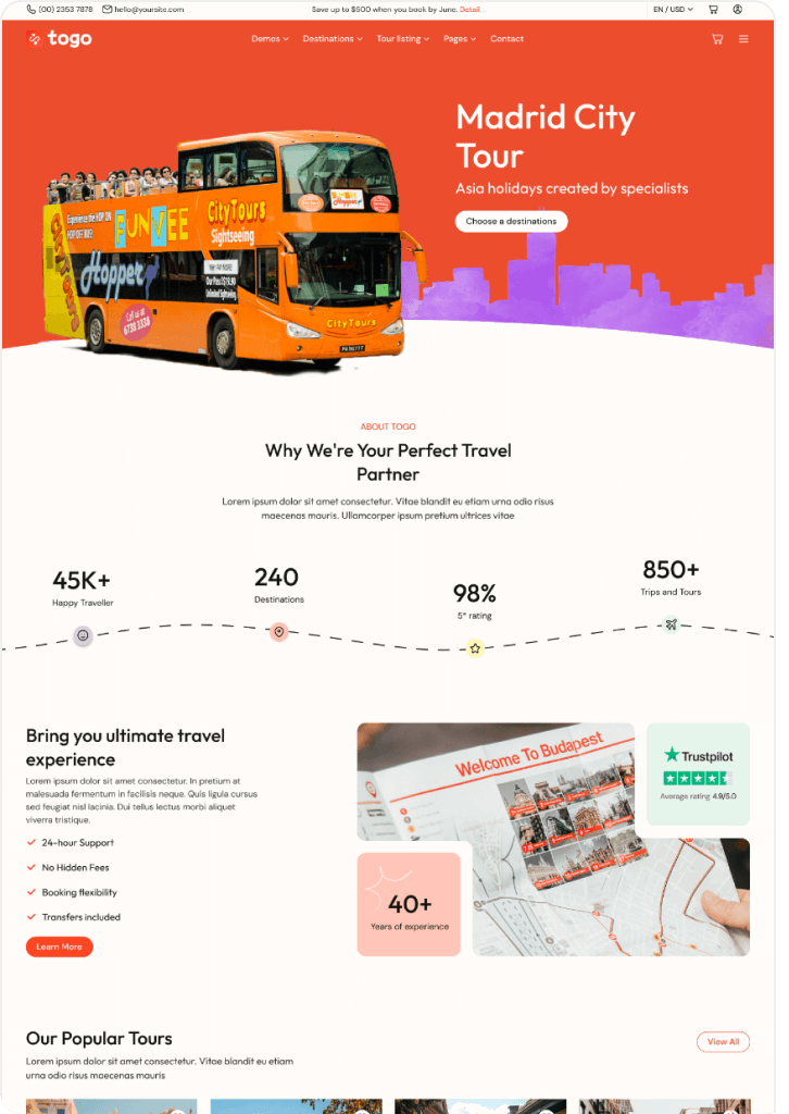 togo tour & travel booking template