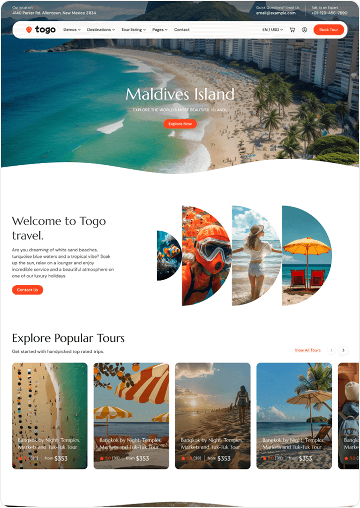 togo tour & travel booking template