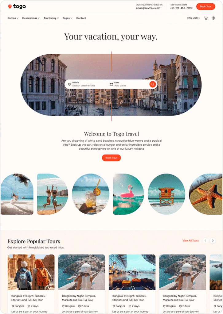 togo tour & travel booking template