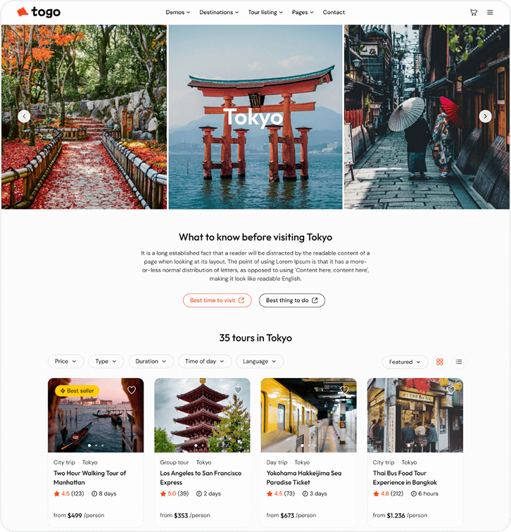 togo tour & travel booking template