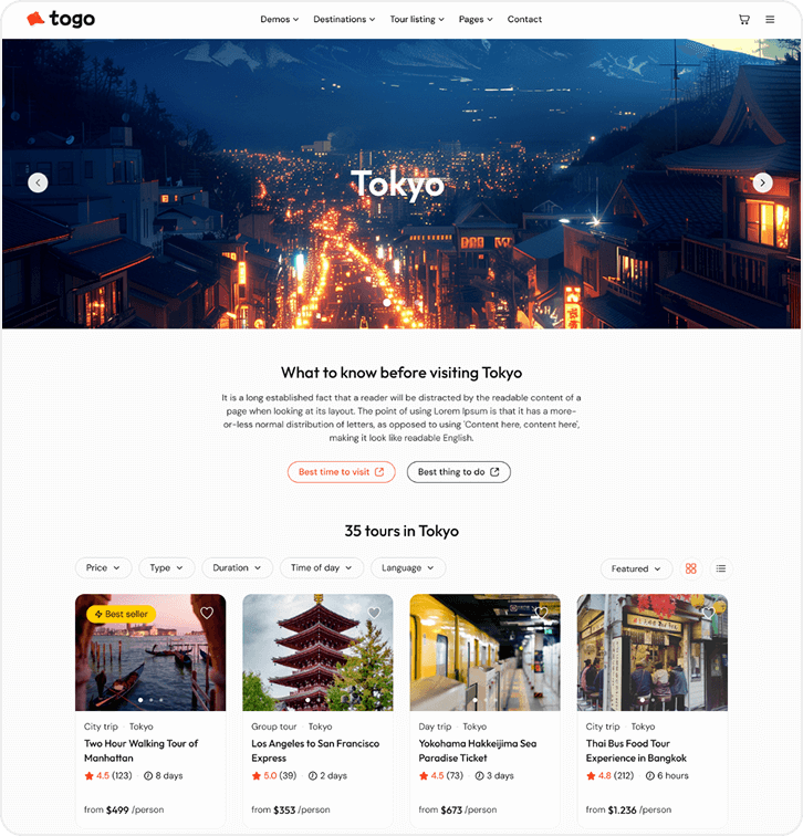 togo tour & travel booking template