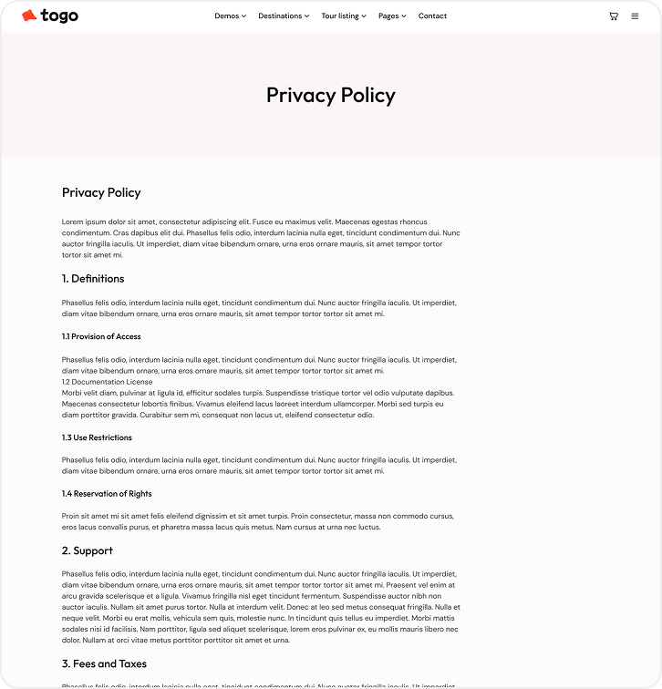 togo tour & travel booking template