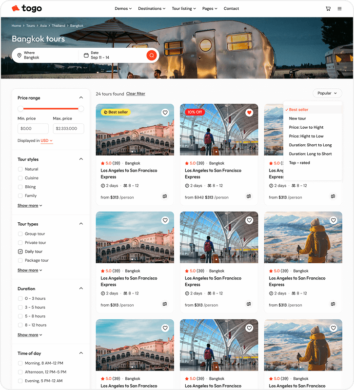togo tour & travel booking template