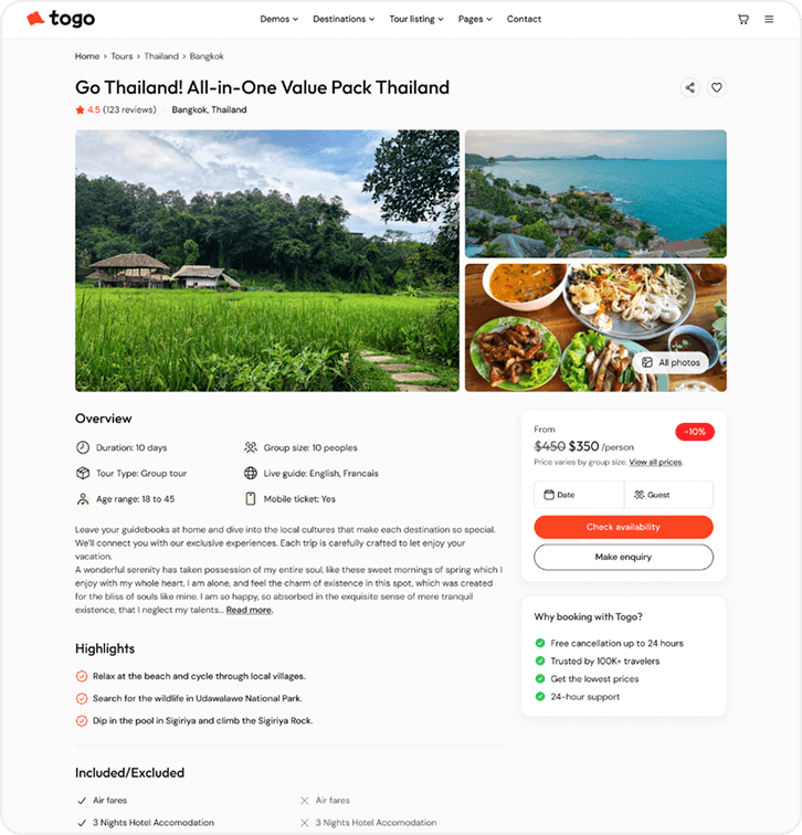 togo tour & travel booking template