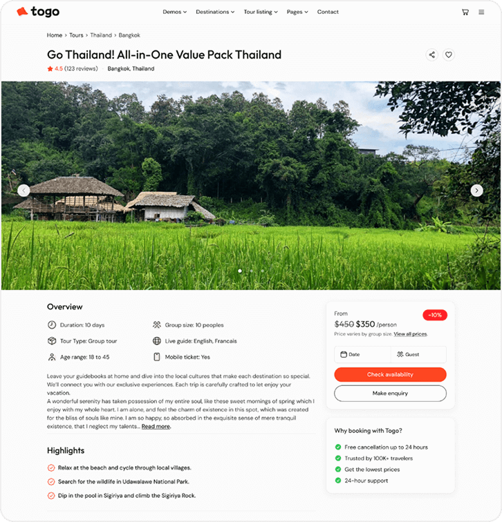 togo tour & travel booking template