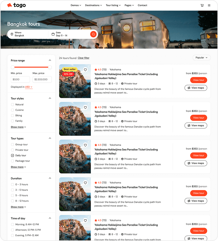 togo tour & travel booking template