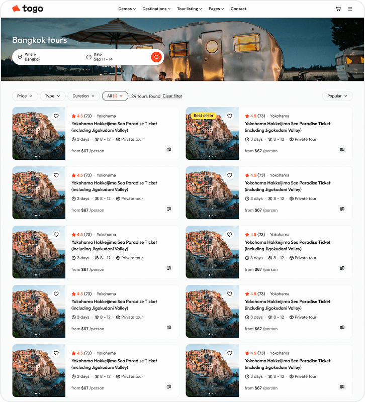 togo tour & travel booking template