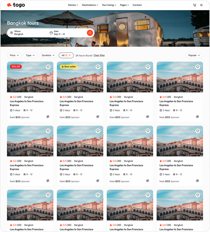 togo tour & travel booking template