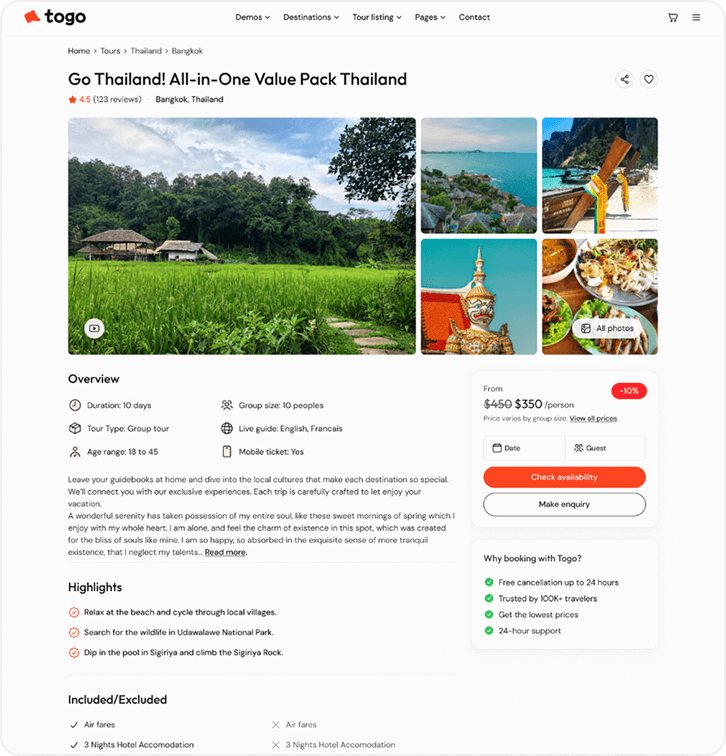 togo tour & travel booking template