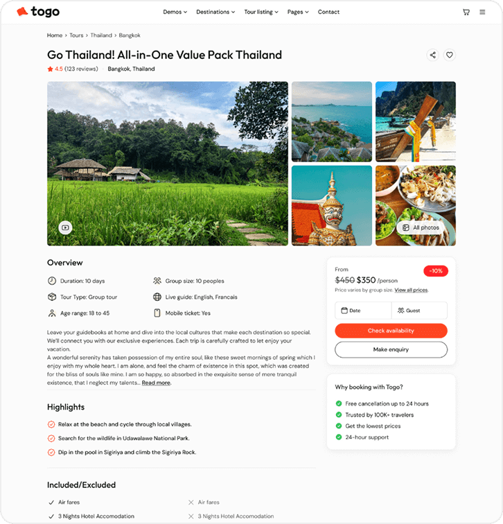 togo tour & travel booking template